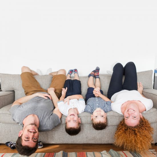 Family on sofa